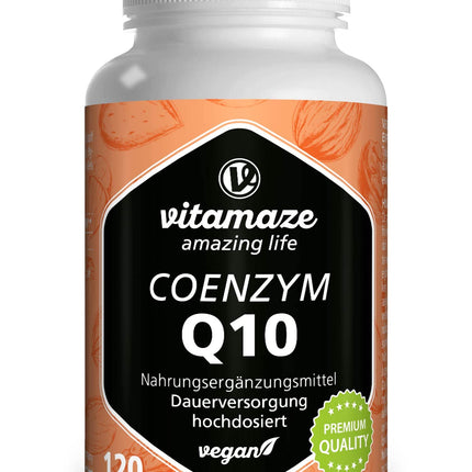 Coenzyme Q10 high-dose, 200 mg per capsule, vegan, 120 capsules for 4 months, 98% ubiquinone with optimal bioavailability, no unnecessary additives, Made in Germany