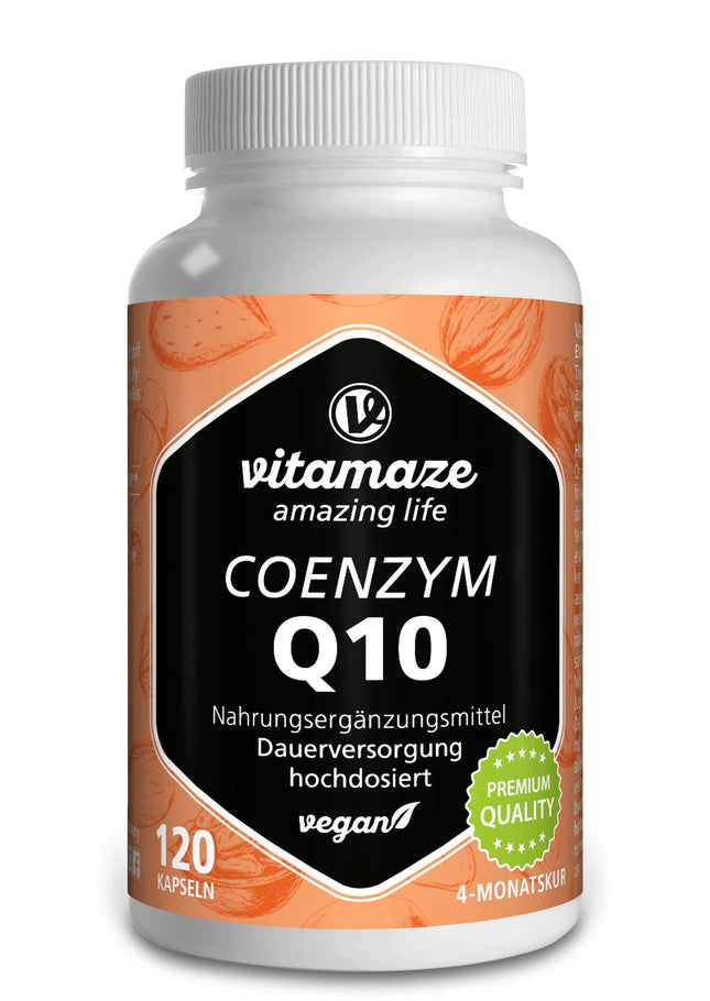 Coenzyme Q10 high-dose, 200 mg per capsule, vegan, 120 capsules for 4 months, 98% ubiquinone with optimal bioavailability, no unnecessary additives, Made in Germany