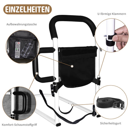 Hobubu Bed Rail for Elderly with LED Motion Light, Safety Bed Support Bar with Double Grab Handles and Storage Bag, Fall Protection for Elderly, Disabled,