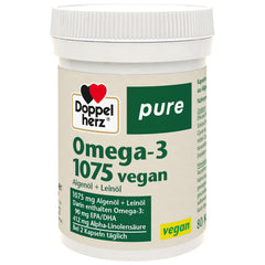 Doppelherz pure Omega-3 1075 vegan - Algae oil + linseed oil - Alpha-linolenic acid contributes to the maintenance of normal cholesterol levels - 80 capsules