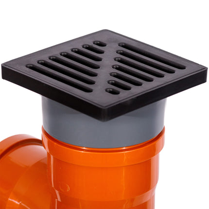 Rainwater infiltration shaft 110 mm x length 1 m with drain - drainage pipe yard drain floor drain 15 x 15 cm - plastic patio rainwater infiltration box - drainage infiltration shaft leaf protection