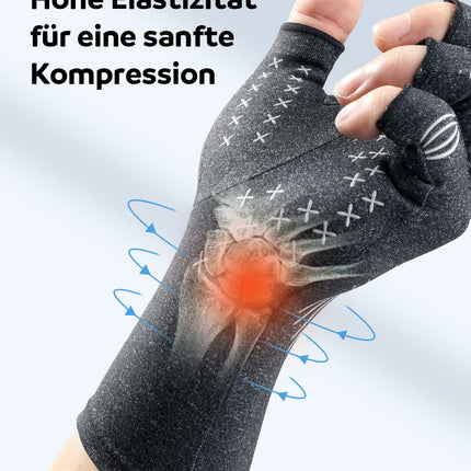 FREETOO Arthritis Gloves, Compression Gloves for Rheumatoid &amp; Osteoarthritis, Arthrosis Gloves, Fingerless Gloves Relieve Pain from Rheumatism, RSI, Carpal Tunnel, Joint Pain M
