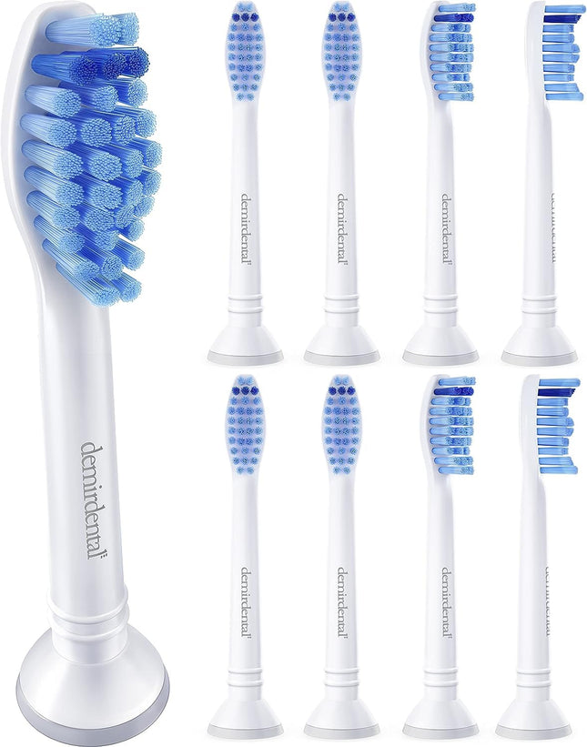 Pack of 8 demirdental attachments suitable for Philips Sonicare replacement brushes ProResults Medium brush heads, for daily precise tooth cleaning, equivalent to HX6018