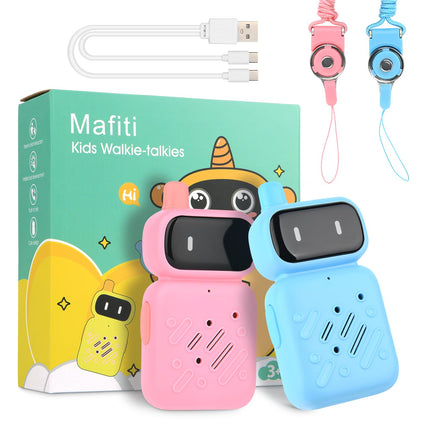 Walkie Talkie Kids 2pcs, Walkie Talkie Rechargeable with Li-ion Battery, Two-Way Radio Set Long Range 1 KMs 2-Way Radio Toddler Toy for 3-12 Year Old Indoor Outdoor Games (Pink+Blue)
