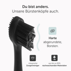 Wondersmile replacement brushes sonic toothbrush (Hard, Ultimate Black, 4-pack) - brush heads for Wondersmile sonic toothbrush