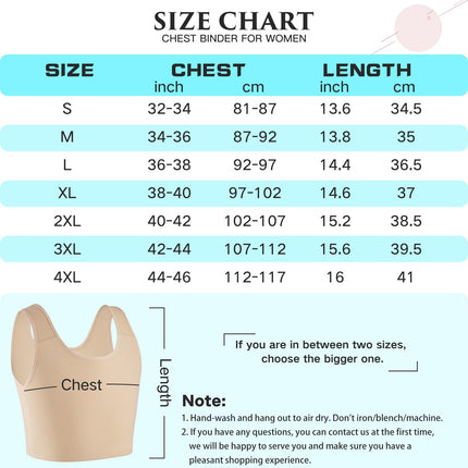 XUJI Chest Binder for Transgender FTM Compression Breathable Pullover Tank Top (K, L)