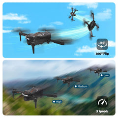 Blumacht Foldable Drone for Kids &amp; Beginners, Wi-Fi FPV Drone with 120° Wide-Angle 1080P HD Camera, One-Button Takeoff/Landing, 360° Flip, Gravity Sensor, Follow Me, Gesture Photo, 2 Batteries