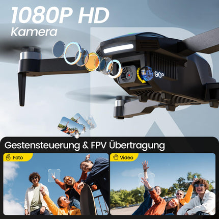 DEERC Drone with 1080P Camera for Kids, RC Quadcopter D75 Foldable with Wifi Transmission, Long Flight Time, Brushless Motor, Altitude Hold, One Key Start Drone Game Gift for Beginners Boys, C0