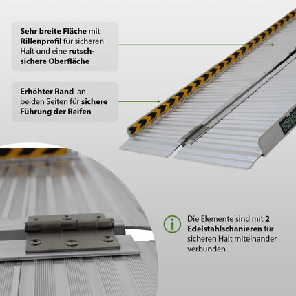 TRUTZHOLM wheelchair ramp foldable 122 cm load capacity 272 kg aluminum grey ribbed access ramp