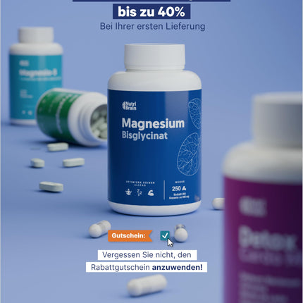 Magnesium bisglycinate 2000 mg - HIGH DOSE, 250 capsules | Premium: Chelated magnesium with high bioavailability for restful sleep, energy, bones and muscles, and concentration.