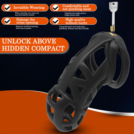 BDSMYOU 7.0 Cobra Penis Cage Chastity Cage, 3D Resin Chastity Cage for Men, with Super-Invisible Lock &amp; 4 Testicle Rings, Chastity Belt for Men, BDSM Toys Hard, Penis Cage Cock (7.0, XXL)