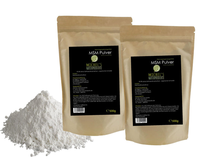 Michel's Natural Products - MSM Powder, 1KG (2x500g), 99.9% Pure Methylsulfonylmethane, No Additives - Non-GMO - Vegan, Organic Sulfur