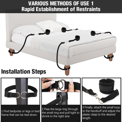 BDSM bondage sex toys for couples extreme sex, hanging door cuffs toy with adjustable bed cuffs handcuffs ankle cuffs feather whip and blindfold erotic bondage set for beginners