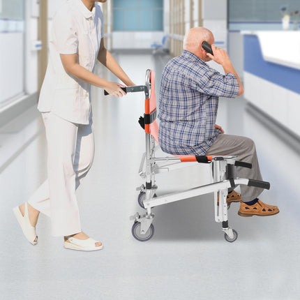 Aluminum alloy stair chair, lightweight folding stair chair with quick release, evacuation chair for ambulance firefighters, up to 160 kg (orange)