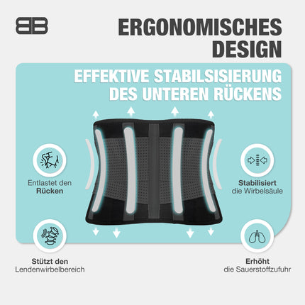 BACK BODYGUARD back belt - innovative lumbar support - back brace relieves back pressure - kidney belt for back support (black, L)