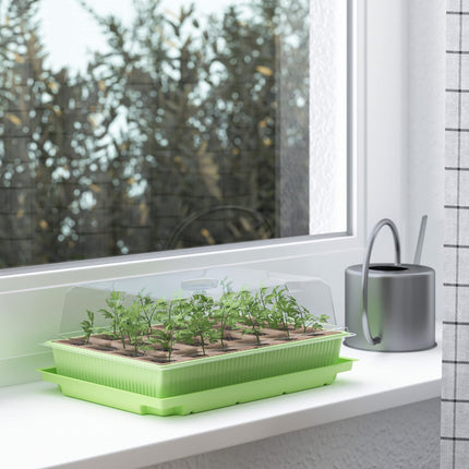 WELLGRO Mini Greenhouse for 24 plants - approx. 27x19x10 cm (LxWxH) per indoor greenhouse, green/transparent, plastic/cellulose - quantity selectable, quantity: 2 pieces