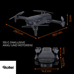 Rollei Fly 80 Combo drone, WiFi live image transmission, 6-axis gyroscope, full HD camera, long flight time, app control and remote control included