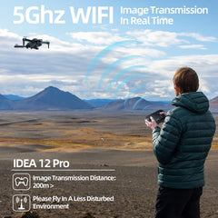 IDEA12 PRO Drone with Adjustable 4K Camera with Optical Flow Positioning for Beginners and Adults, Drones with Brushless Motor, FPV RC Drone Quadcopter with 2 Batteries 30 Minutes