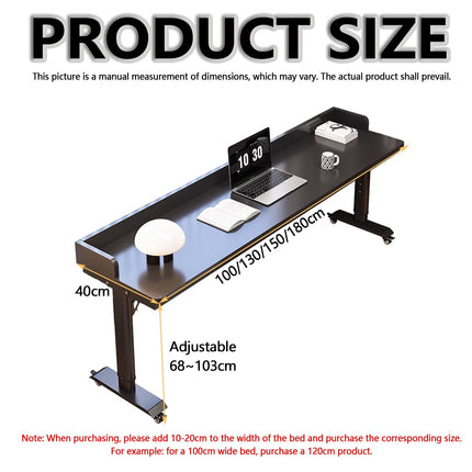 DSEWTEZXI Height adjustable bedroom bedside table, modern laptop table with wheels, standing desk on wheels, mobile computer table on wheels, nursing bed side table, for home and office.