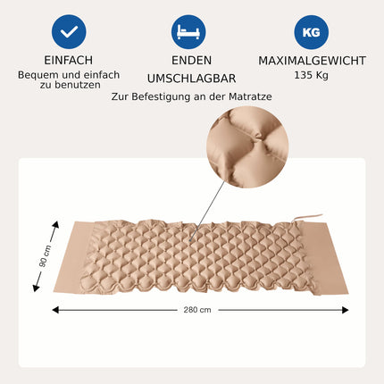 Sanico Anti-Decubitus Mattress - European Brand, Inflatable &amp; with End Flaps - Mattress Topper with 135 kg Load Capacity - Decubitus Relief, Skin Protection, High Sleep Quality - Motorless