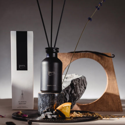 ipuro - Classic Room Fragrance Noir - 75ml | Oriental room freshener with rose, patchouli, sandalwood, eucalyptus &amp; coconut fragrance | Diffuser with reeds | Air freshener for the home