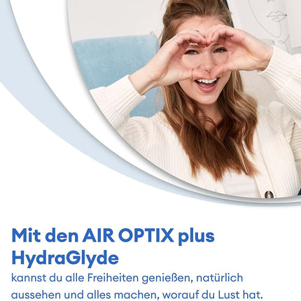Air Optix plus HydraGlyde monthly soft contact lenses | 6 lenses | BC 8.6 mm | DIA 14.2 mm | -02.25 diopters