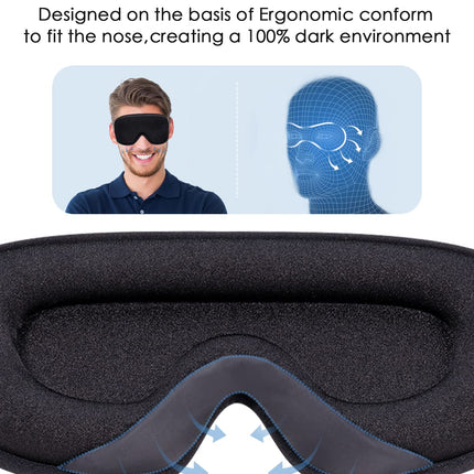 Sleep mask for side sleepers, 3D sleep mask for men, women, soft and breathable eye mask, 100% light-blocking sleep mask with adjustable strap for travel