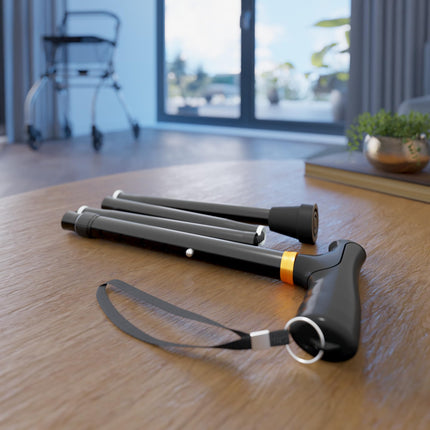 Weinberger telescopic walking stick, sturdy, foldable, height-adjustable, non-slip, comfortable, only 420 grams, max. 136 kg, travel walking stick, 48748, black