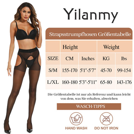 Yilanmy Women's Black Open Crotch Tights 15 Denier Open Stockings (Black, S/M)
