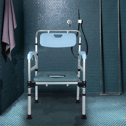 UISEBRT Commode Chair Height Adjustable Toilet Chair Commode Shower Anti-Slip with Toilet Bucket for Disabled Person, Elderly People
