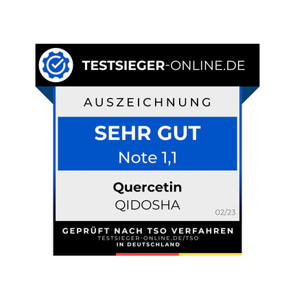 QIDOSHA® Quercetin Capsules High Dose, TEST WINNER 02/23*, 120 pcs/jar, 500mg pure quercetin per capsule, quercetin content tested by external laboratory, German production