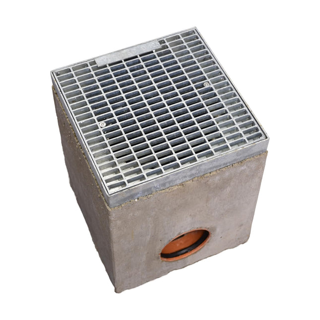 HYDROTEC professional yard gully yard drain 300x300 W125 panel with galvanized grid