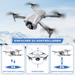 Drone with 4K Camera, Foldable RC Drone RC Quadcopter with 1080P HD Dual Camera, FPV Transmission, 2 Batteries, Gesture Control, Altitude Hold, One-Key Takeoff/Landing 3D Flips for Beginners (Gray)