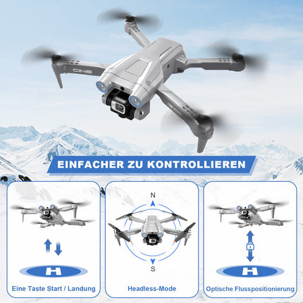 Drone with 4K Camera, Foldable RC Drone RC Quadcopter with 1080P HD Dual Camera, FPV Transmission, 2 Batteries, Gesture Control, Altitude Hold, One-Key Takeoff/Landing 3D Flips for Beginners (Gray)