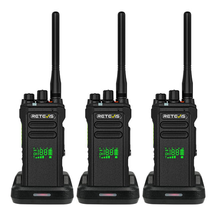 Retevis NR30D Long Range Walkie Talkies, DMR Two-Way Radios, Next-Gen Noise Cancellation, IP67, 2800 mAh, Compatible with Moto AES256 for Hotels (Black, 3 Pack)