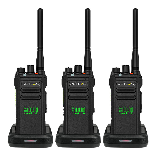 Retevis NR30D Long Range Walkie Talkies, DMR Two-Way Radios, Next-Gen Noise Cancellation, IP67, 2800 mAh, Compatible with Moto AES256 for Hotels (Black, 3 Pack)