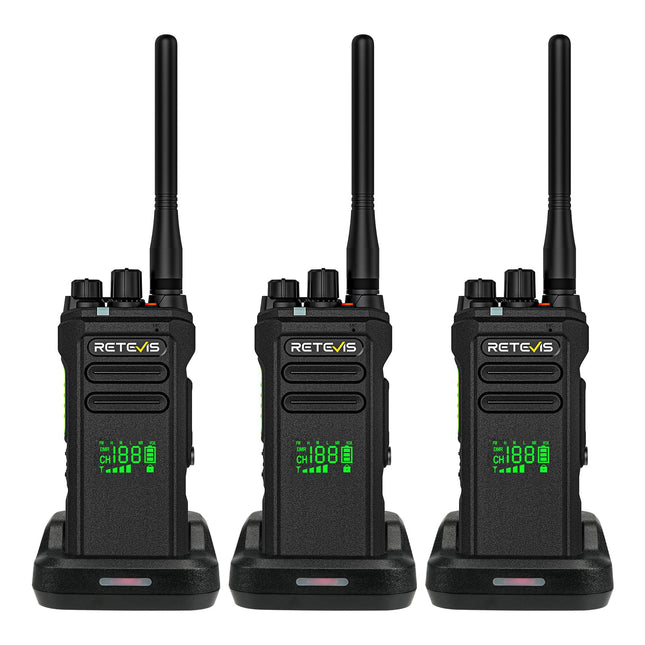Retevis NR30D Long Range Walkie Talkies, DMR Two-Way Radios, Next-Gen Noise Cancellation, IP67, 2800 mAh, Compatible with Moto AES256 for Hotels (Black, 3 Pack)