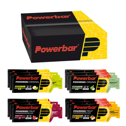 Powerbar - PowerGel Multiflavour Box - 12x41g - High Carb Energy Gels - 2:1 Carbohydrate Ratio - Sodium