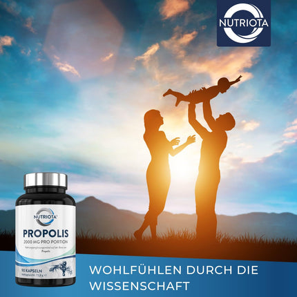 Propolis 2000mg | 90 high-dose propolis capsules | Natural immune system support, sore throat relief, and powerful antioxidant - Nutriota