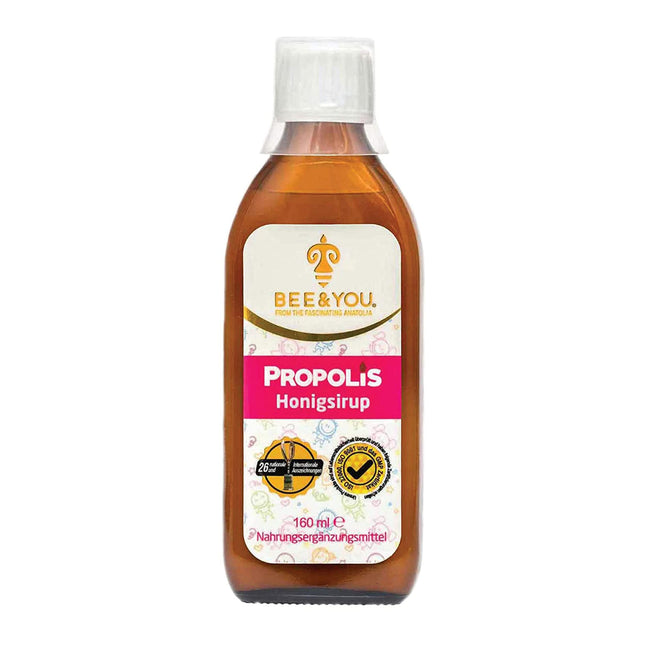 BEE&amp;YOU Propolis Honey Syrup, for children with vitamin C, food supplement for children, 100% natural and without additives, 33 international awards, 12 certificates, gluten-free, sugar-free