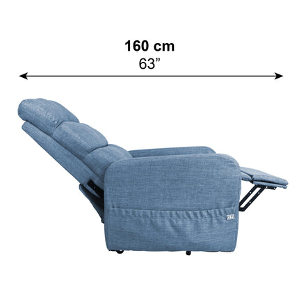 PEPE Mobility - Electric TV chair with stand-up aid, senior chair, TV chair with motor, linen fabric, blue