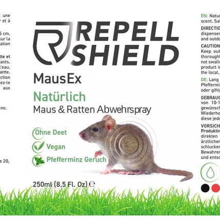 RepellShield® Peppermint Oil Rat &amp; Mouse Repellent Spray - 250ml - Mouse repellent to drive away mice - keeps rats, mice &amp; rodents away, Non-staining, For indoors &amp; outdoors, Mouse deterrent
