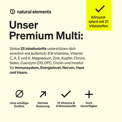 Premium Multivitamin – 180 high-dose complex capsules – valuable vitamins AZ – premium raw materials – with bioactive forms – no unnecessary additives – produced in Germany &amp; laboratory-tested