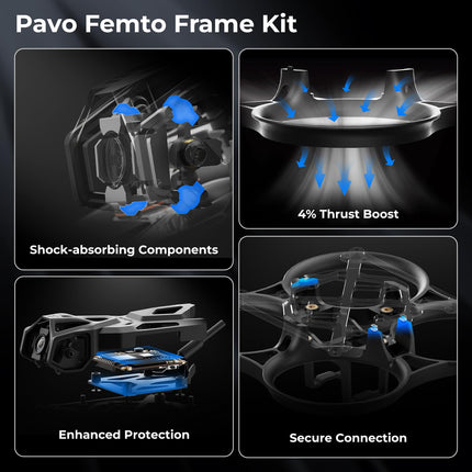 BETAFPV Pavo Femto Brushless Quadcopter, 2S Pocket Drone with HD VTX Bracket for DJI O4 Air Unit, F4 2-3S 20A FC, 1102 | 14000KV Motor, for Flying Smooth Aerial Photography Freestyle Flight