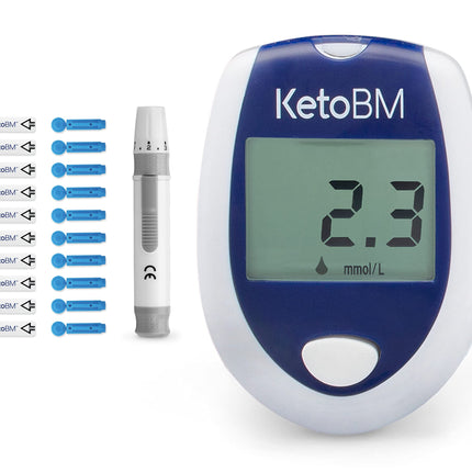 KetoBM Blood Ketone Meter Kit for Keto Diet Testing – Complete Ketone Testing Kit with Ketone Monitor, Keto Strips, Penetration Device &amp; Lancets