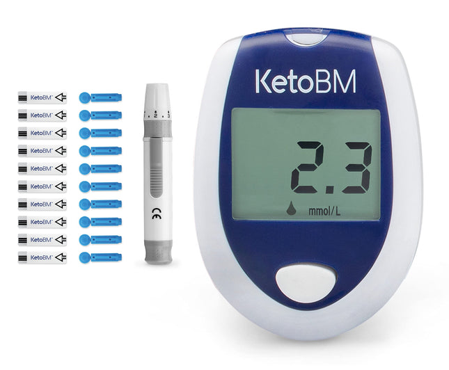KetoBM Blood Ketone Meter Kit for Keto Diet Testing – Complete Ketone Testing Kit with Ketone Monitor, Keto Strips, Penetration Device &amp; Lancets