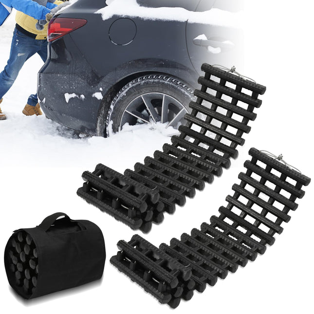 Jopassy traction aid, 2 pieces car starting aid 80x21cm, with storage bag, traction plates track system for sand snow, for cars, trucks, off-road vehicles