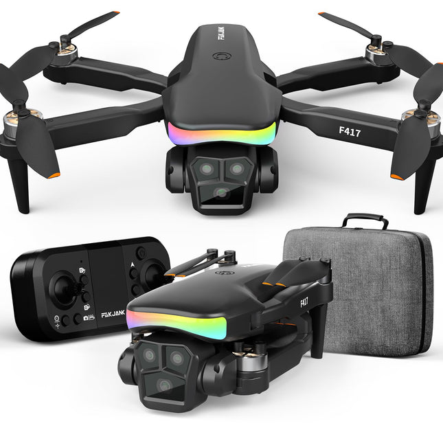 F417 Drone with Camera for Kids &amp; Beginners, LED Bar, 1080P HD Dual Camera, 90° Adjustable, Optical Flow Positioning, Modular Battery, APP Remote Control, One Takeoff/Landing, for Boys &amp; Girls, Handbag