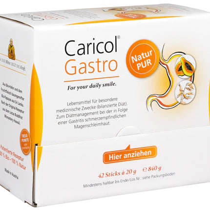 Caricol Gastro | 100% natural product | Support for the gastric mucosa | With the power of papaya &amp; biotin | With papain | 42 sticks of 20 g each (840 g)