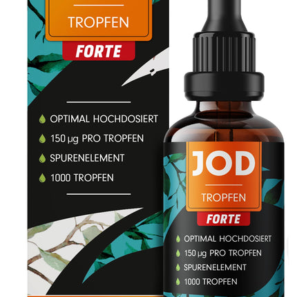 Iodine Drops FORTE 1000x with 150 µg iodine per drop – optimally high dosage – only 1 drop a day – bioavailable iodine from potassium iodide – alcohol-free &amp; vegan – laboratory-tested with certificate